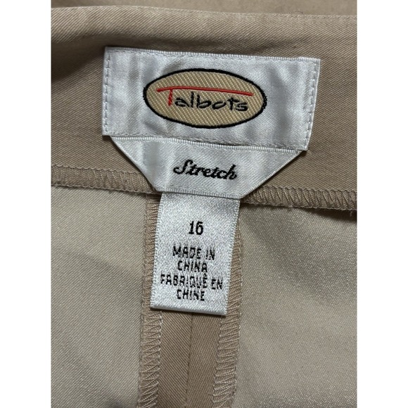 Talbots Womens Pants Khaki Plus Size 16 Stretch Cotton Chino Curvy Flat Front - Picture 2 of 9
